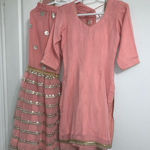 Baby Light Pink Gharara Sharara Punjabi Indian Suit Salwar Kameez Party Wear